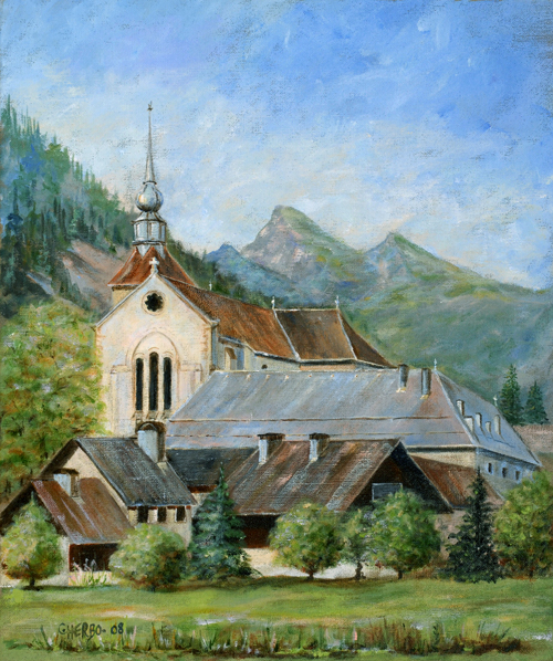 tableaux peintures montagnes alpages vaches chablais abondance abbaye châtel chapelle cours sapins dranse peintre herbo herbaut herbault herbot